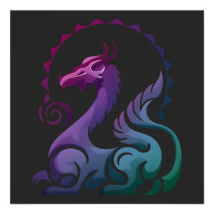 Abstract Stylish Purple Dragon Gradient Logo  Poster