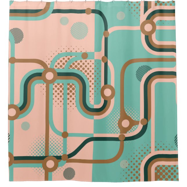 Abstract subway map, dual patterns. shower curtain (Front)
