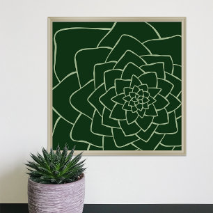 Abstract Succulent Dark Green Print