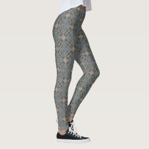 Abstract Succulent Garden Rosette Trellis Pattern Leggings
