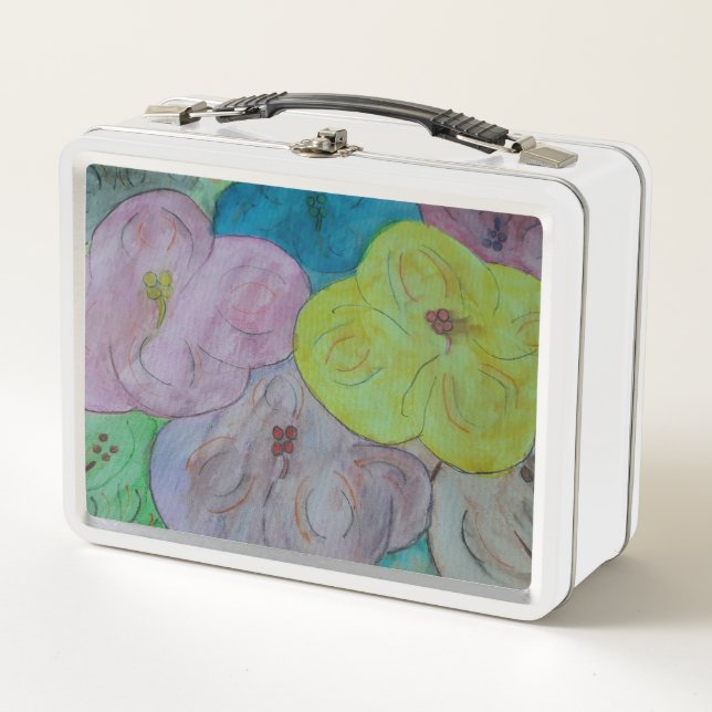Abstract Summer Floral Metal Lunch Box (Front)