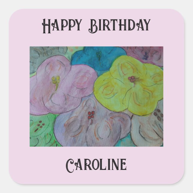 Abstract Summer Floral Personalized Sticker (Front)