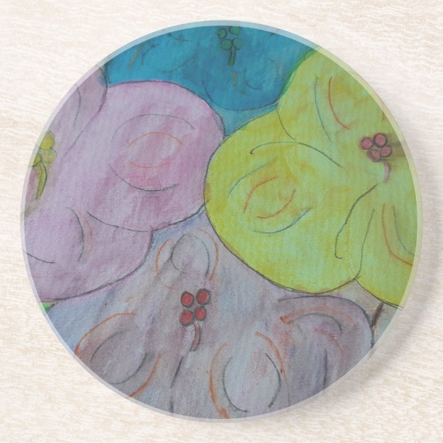 Abstract Summer Floral Sandstone Coaster (Front)