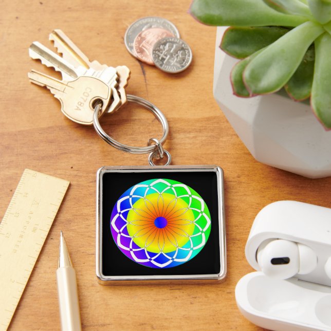 Abstract Summer Flower Key Ring (Desk)