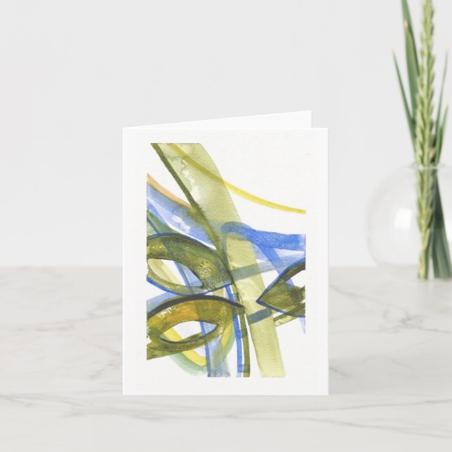 Abstract Summer Leaves Watercolor Notecard (Front)