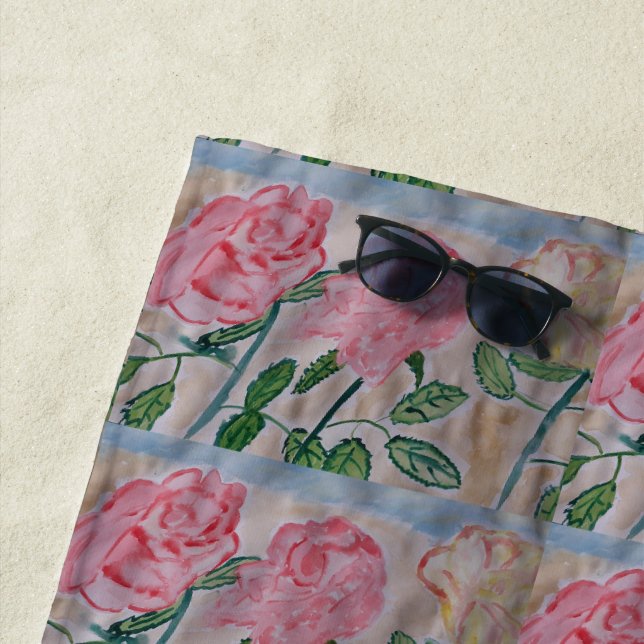 Abstract Summer Roses  Beach Towel (In Situ)