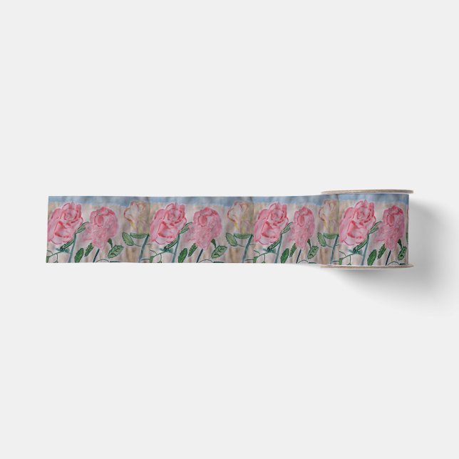 Abstract Summer Roses Grosgrain Ribbon (Front)