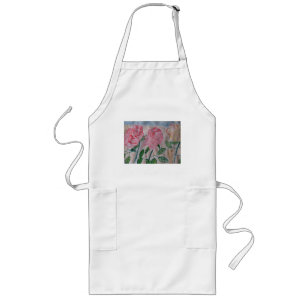 Abstract Summer Roses  Long Apron