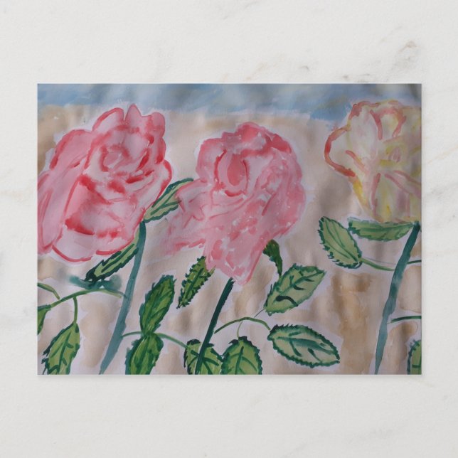 Abstract Summer Roses Postcard (Front)