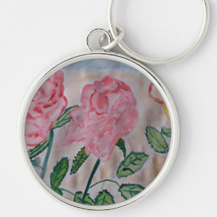 Abstract Summer Roses Premium Key Ring