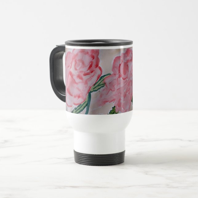 Abstract Summer Roses Travel Mug (Front Left)