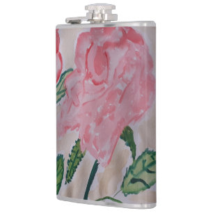 Abstract Summer Roses Vinyl Wrapped Hip Flask