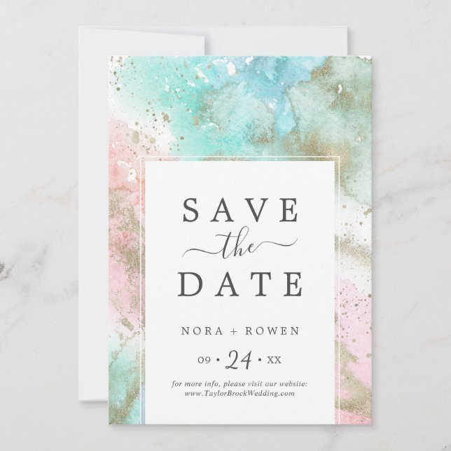 Abstract Summer Save the Date Announcement Card (Front)
