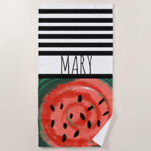 Abstract Summer Swirly Red Watermelon Beach Towel