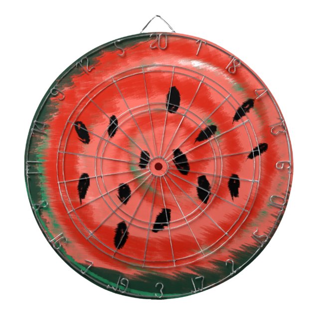 Abstract Summer Swirly Red Watermelon Dartboard (Front)