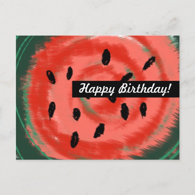 Abstract Summer Swirly Red Watermelon Postcard (Front)