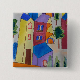 Abstract Summer Village 15 Cm Square Badge
