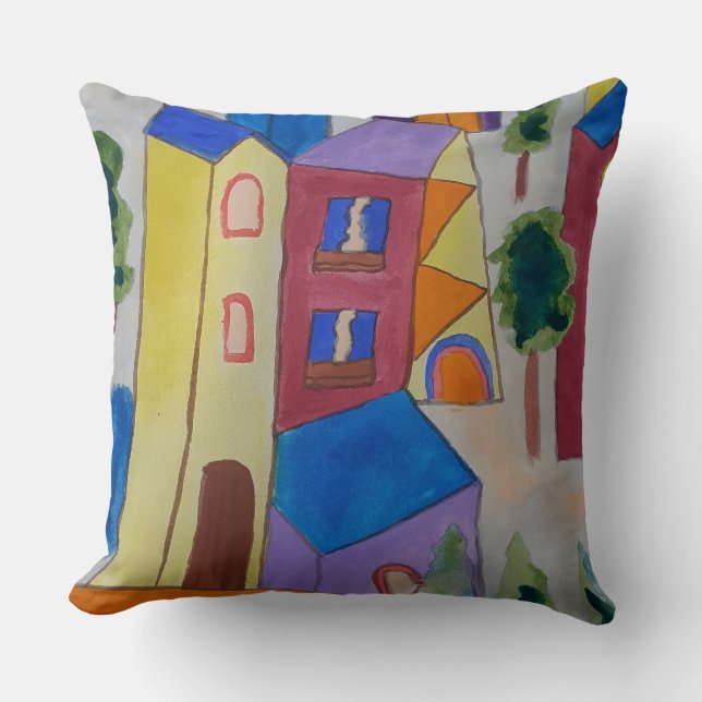 Abstract Summer Village  Cushion (Front)