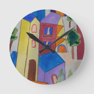 Abstract Summer Village  Round Clock