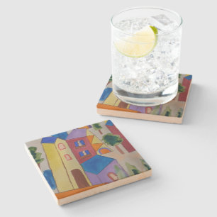 Abstract Summer Village Stone Coaster