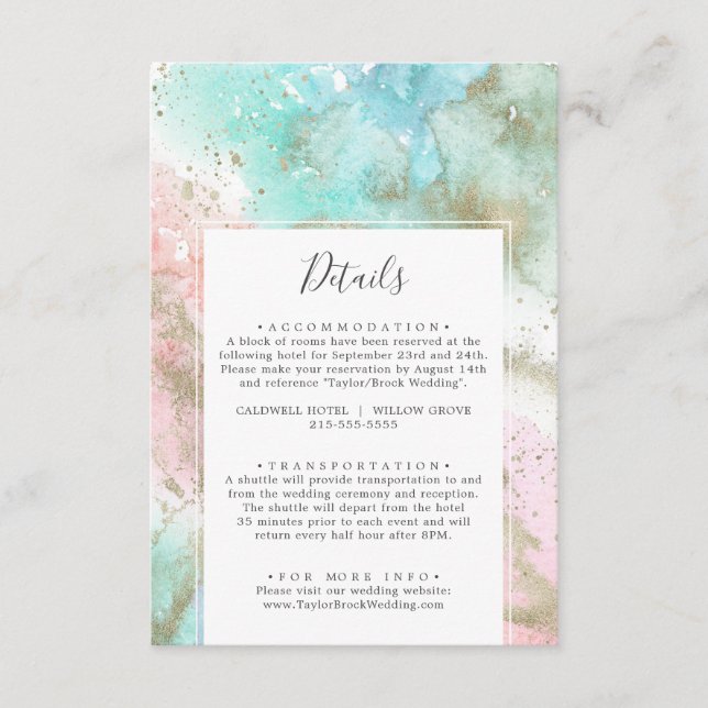 Abstract Summer Wedding Details Enclosure Card (Front)