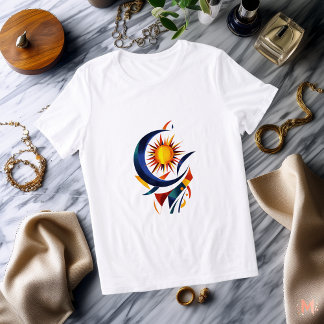 Abstract Sun and Moon T-Shirt | Colourful Celestia Tri-Blend Shirt