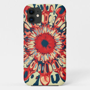 Abstract SUN FLOWER - red blue + your backgr. Case-Mate iPhone Case