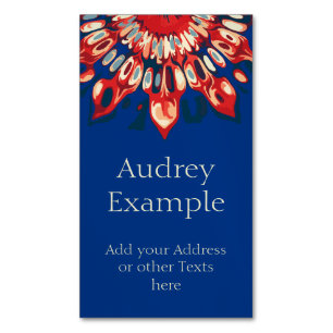 Abstract SUN FLOWER - red blue + your backgr. Magnetic Business Card