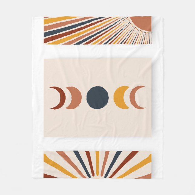 Abstract Sun Moon Boho Posters Fleece Blanket (Front)
