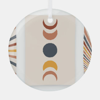 Abstract Sun Moon Boho Posters Glass Tree Decoration