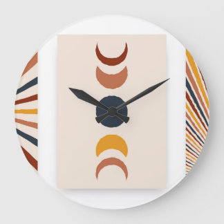 Abstract Sun Moon Boho Posters Large Clock