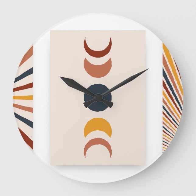 Abstract Sun Moon Boho Posters Large Clock (Front)