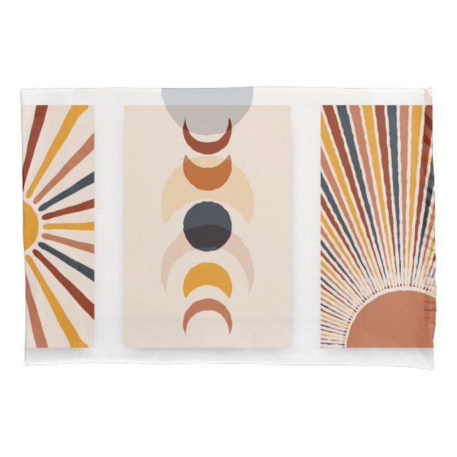 Abstract Sun Moon Boho Posters Pillowcase (Front)
