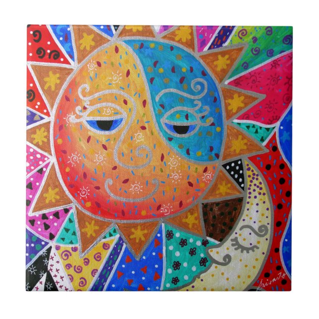 Abstract Sun & Moon by Prisarts Tile (Front)