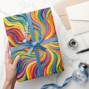 Abstract Sun Ray Rainbow Melting Wrapping Paper