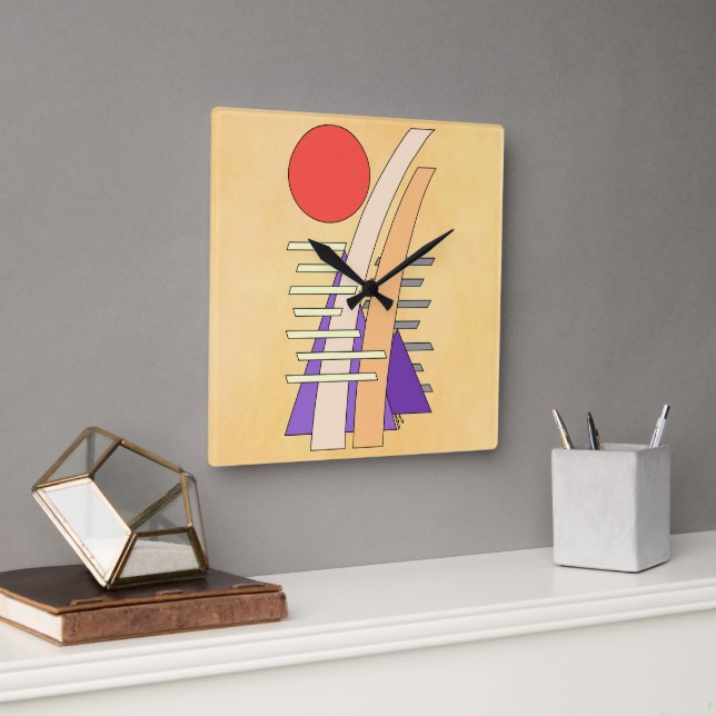 Abstract Sun, Shadows, Reflections, and Structures Square Wall Clock (Office)