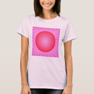 Abstract sunburst in coral, pink and silver T-Shirt