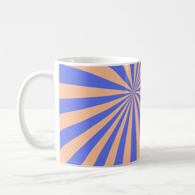 Abstract sunburst pattern background. blue and ora coffee mug (Left)
