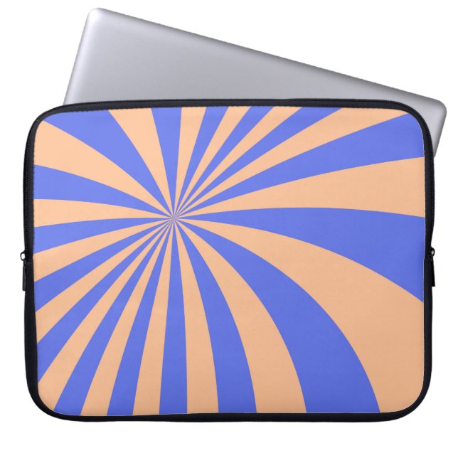 Abstract sunburst pattern background. blue and ora laptop sleeve (Front)