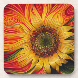 Abstract Sunflower Coaster