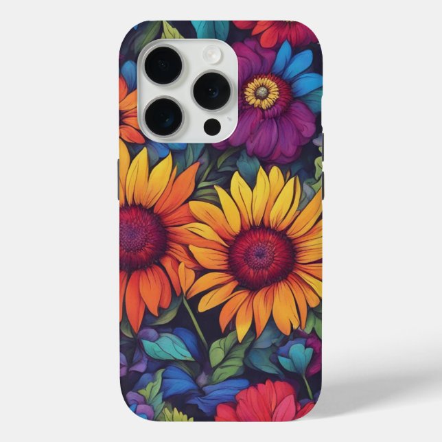 Abstract Sunflower Floral - iPhone 15 Pro Cases (Back)