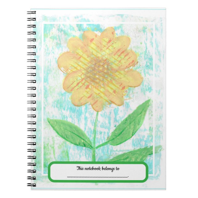 Abstract Sunflower Notebooks with Personalisation (Front)
