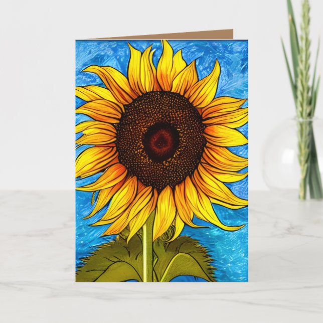 Abstract Sunflower Painting Thank You Card (Front)