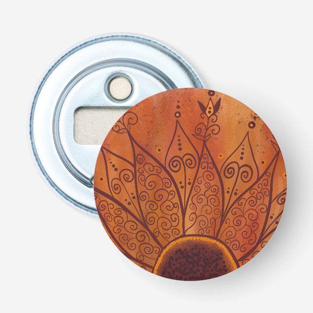Abstract Sunflower Pattern Bottle Opener (Front)