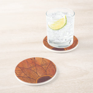 Abstract Sunflower Pattern Coaster