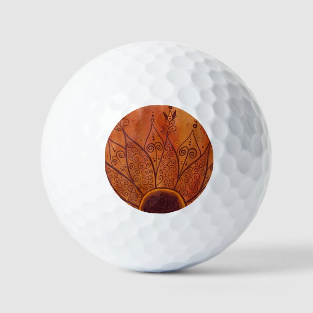 Abstract Sunflower Pattern Golf Balls (Front)