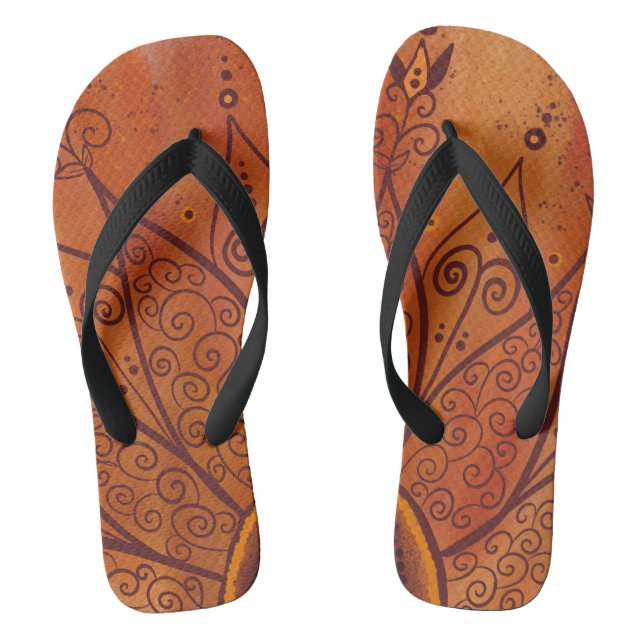 Abstract Sunflower Pattern Jandals (Footbed)