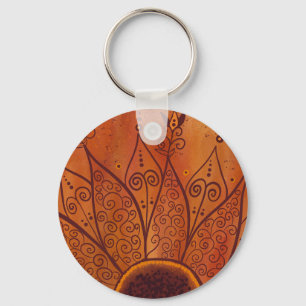 Abstract Sunflower Pattern Key Ring