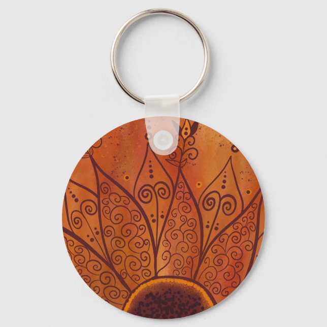 Abstract Sunflower Pattern Key Ring (Front)