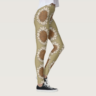 Abstract Sunflower Tile Background Leggings